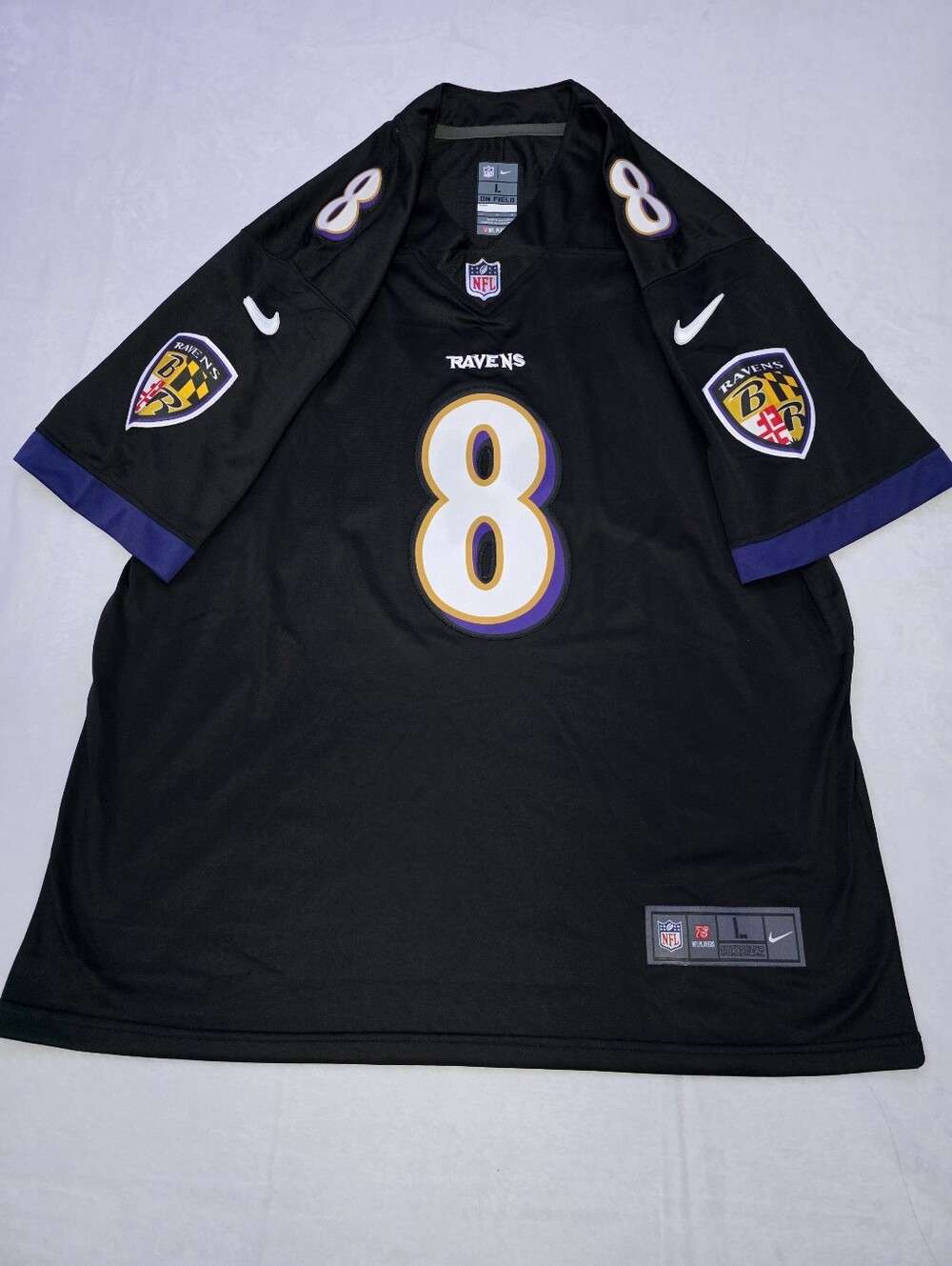 Nike Lamar Jackson Ravens #8 Game Jersey Black Purple